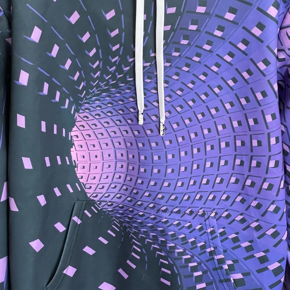 Geometric Tunnel Purple Graphic Hoodie Sweatshirt Adult size Medium NEW - Picture 2 of 6